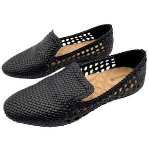 Birdies The Woven Starling Flat Loafer Black Faux Leather Smoking Slipper 7.5
